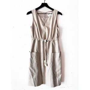 Anthropologie Maeve Flaxen Linen Cream Dress Women's Size 2